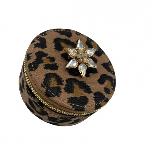 Leopard Jewellery Travel Pot with Champagne Star by Sixton London